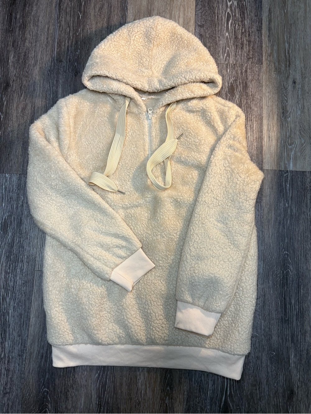 Plush Cream Sherpa Half-Zip Hoodie Sweater
